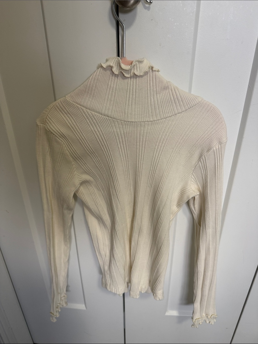 Hatley Cream Ribbed Long Sleeve Turtleneck Top